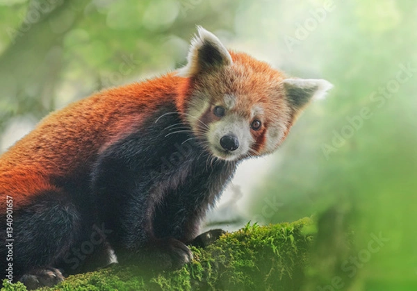 Obraz Red Panda In green forest