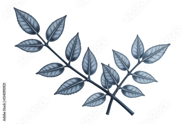 Obraz Blue Foliage Twig with Transparent Background