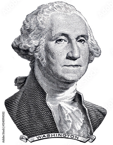 Fototapeta George Washington's face from the one dollar bill