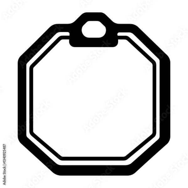 Obraz Simple square badge outline icon linear design black white vector