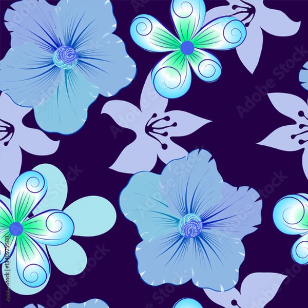 Fototapeta Floral seamless pattern for fabric, paper design