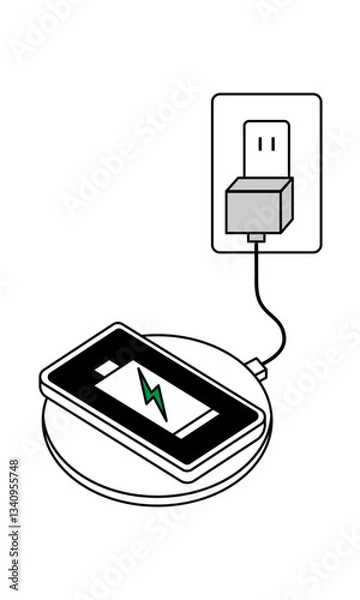 Fototapeta スマートフォンをワイヤレス充電するイラスト