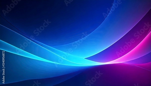 Obraz Dynamic abstract design featuring flowing, wave-like shapes in varying shades of blue, purple, and pink. The smooth, fluid lines create a sense of motion and depth. 