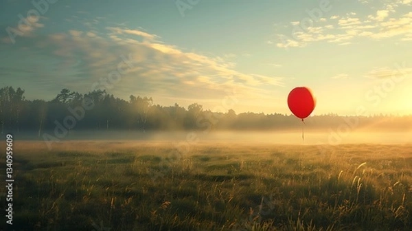Fototapeta A balloon is a lightweight, inflatable object made of rubber, latex, or plastic, often filled with air or helium. It expands when inflated, taking on various shapes and sizes, commonly used for decora