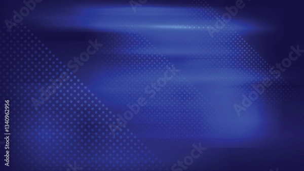 Fototapeta Abstract creative glowing ray light and shade with halftone dot screen on gradient blue background. Vector illustration.