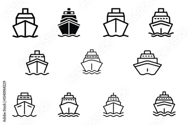 Obraz Set of cruise ship vector icon illustration on white background