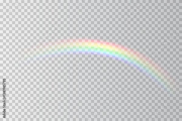 Fototapeta A soft, radiant rainbow with a blurred gradient on a transparent background. The pastel hues blend seamlessly, creating a dreamy, magical effect perfect for digital designs and creative projects.