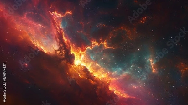 Fototapeta Visually engaging representation of futuristic city with neon and skyscrapers.
