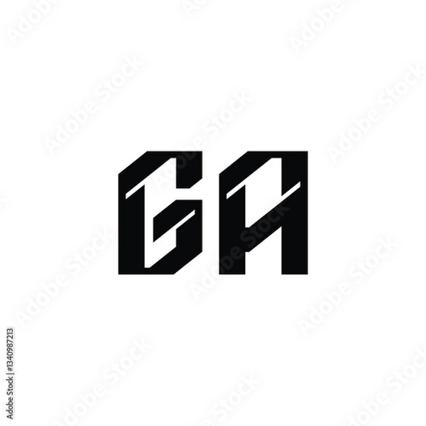 Obraz GA monogram logo design letter text name symbol monochrome logotype alphabet character simple logo