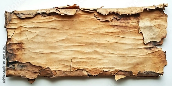 Fototapeta Aged parchment texture, white background