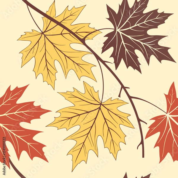 Fototapeta Seamless pattern Summer, Spring and Autumn leaf leaf pattern harvest pattern