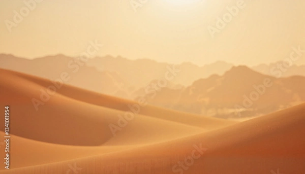 Obraz Golden Desert Dunes Under Soft Sunlight in a Serene Landscape