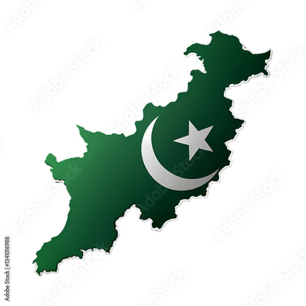 Fototapeta Pakistan Map: Flag, Outline, & Geography isolated on transparent background