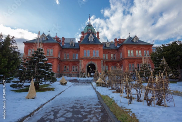 Fototapeta Former Hokkaido Government Office Building, built of red-orange bricks, was an important government building in the past located in Sapporo