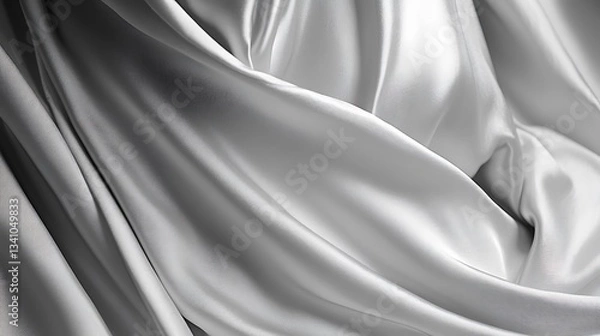 Fototapeta Silky white fabric is draped and flowing across the image