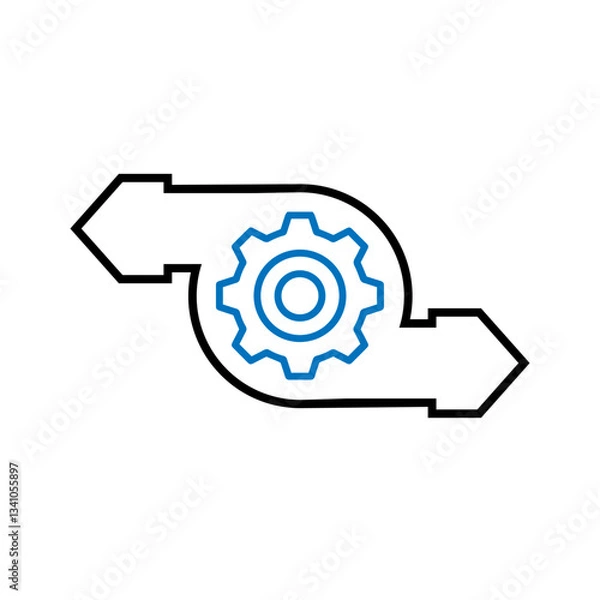 Fototapeta workflow automation icon. Workflow icon on white background. flat style. gear and arrow icon for your web site design, logo, app.  workflow concept sign. 