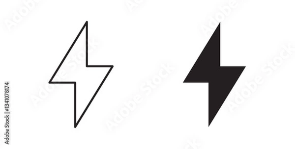 Obraz Thunder bolt icons in black fill and line style