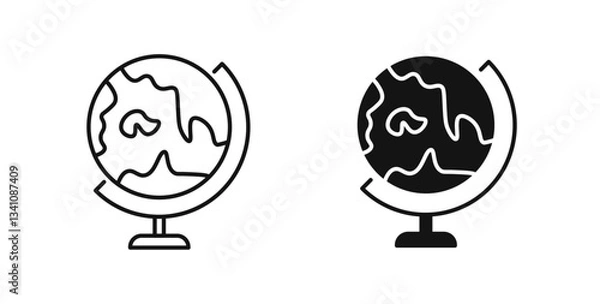 Fototapeta Globe icons in flat solid and thin line style