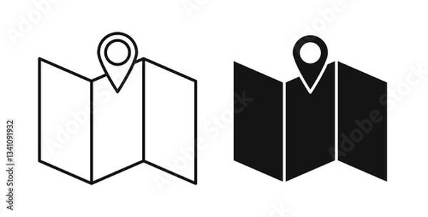Obraz Map icons set in black colors on white background