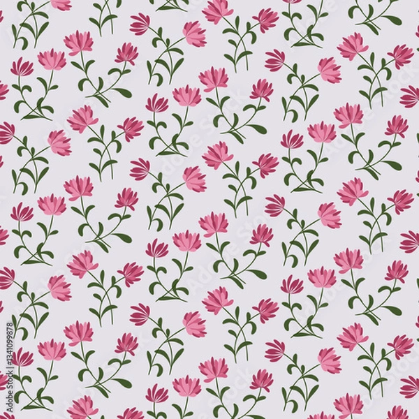 Fototapeta Background with stylized flowers.Vector seamless pattern with flowers on a light background.