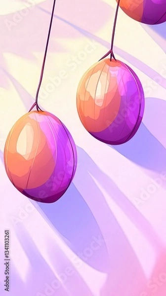 Fototapeta High quality illustration of Minimalist coconut designs in glowing tones of pink, sleek and decorative