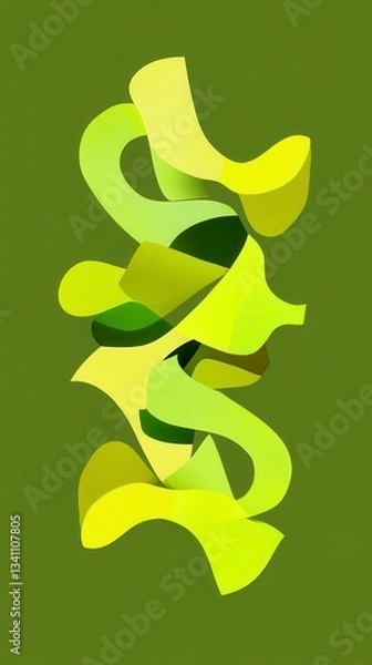 Fototapeta High quality illustration of Minimalist lime-inspired abstract shapes in multicolor, sleek and decorative