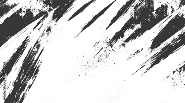 Fototapeta High quality illustration Grunge brush stroke with distressed edges, irregular lines, and bold textures in white, edgy and rebellious
