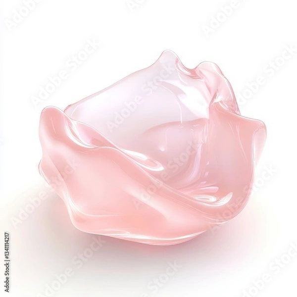 Fototapeta A translucent, rose-quartz blob with a soft, frosted appearance, featuring gentle, undulating curves and a pale pink hue. 