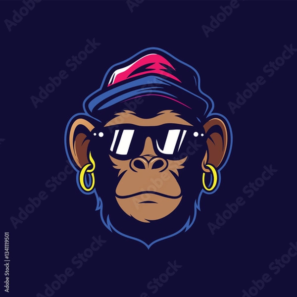 Obraz Cool Cartoon Monkey Head Illustration