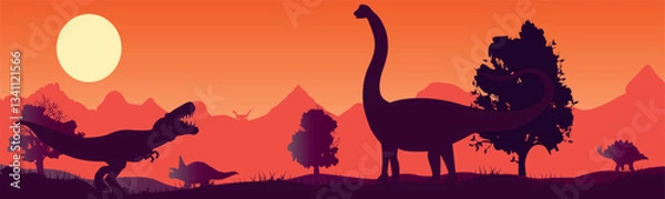 Obraz dinosaurs fight each other. Vector