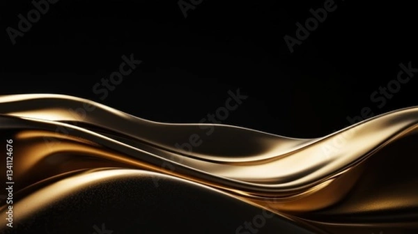 Fototapeta Dark gold podium, black background. Generative AI