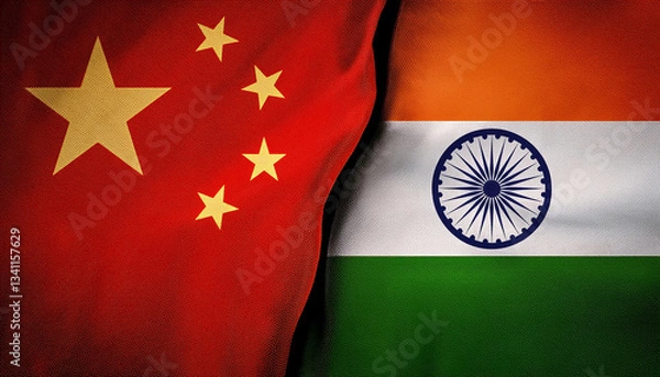 Obraz China and India. Flags