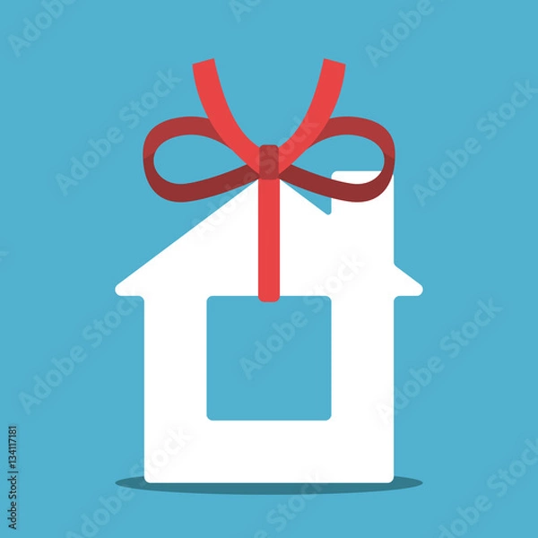 Obraz House with red ribbon