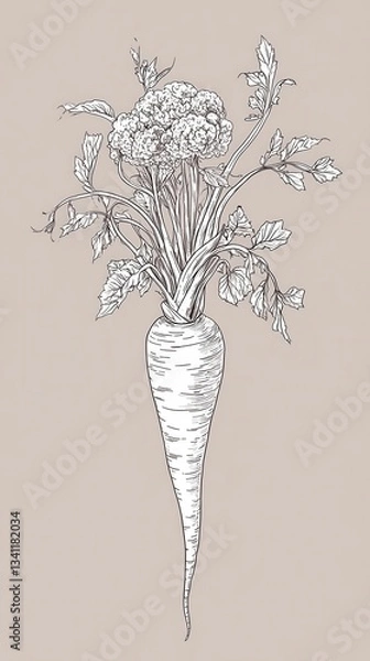 Fototapeta Enthralling Vintage Carrot Illustration, Exquisite Botanical Drawing