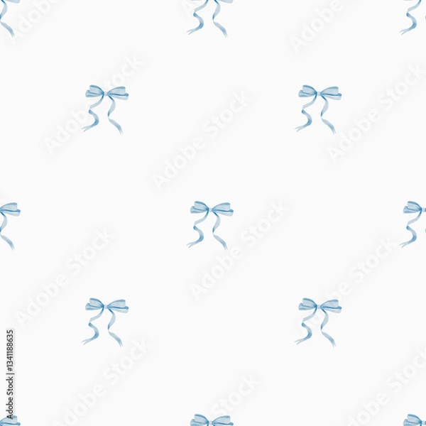 Fototapeta Seamless simple pattern with blue ribbon bows
