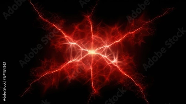 Fototapeta Red electricity isolated on transparent background