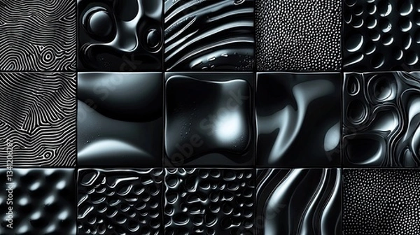 Fototapeta abstract silhouettes filled with black patterns or textures.
