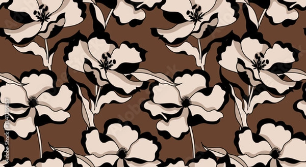 Fototapeta Seamless Flowers Pattern in vector