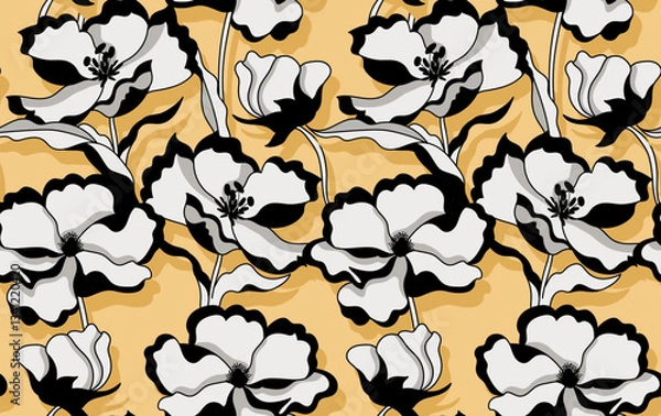 Fototapeta Seamless Flowers Pattern in vector