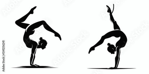 Obraz Sport Artistic Gymnastics Pikes silhouette captures strength; see the athletic form in elegant, balanced poses.
