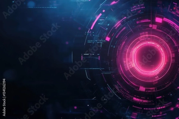 Fototapeta A captivating circular shape illuminated by soft pink light creating a unique and striking abstract digital artwork