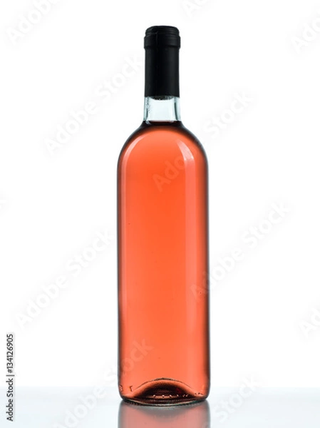 Obraz Bottle of rose wine on a white background
