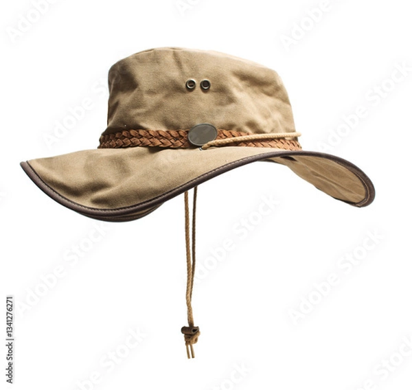 Obraz Beige hat on white background. 