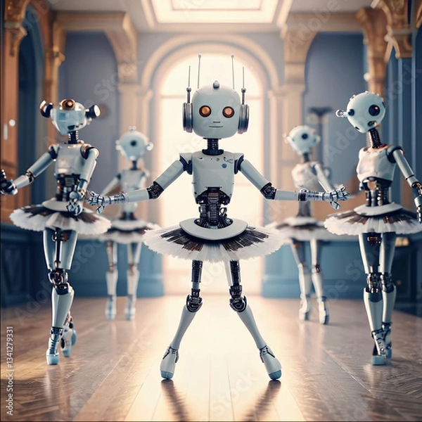 Fototapeta robots in tutus dancing ballet