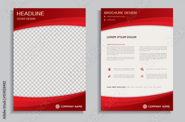 Obraz Red flyer design template - brochure, front and back page
