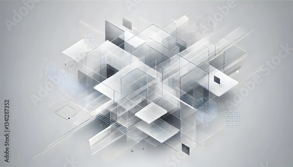 Fototapeta 未来的な幾何学パターン、透明レイヤーとライン構成

