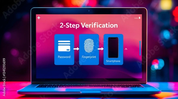 Obraz Laptop screen displaying 2-Step Verification process.