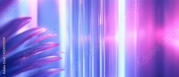 Fototapeta A vibrant image showcasing colorful light streaks with hints of foliage, creating a modern and abstract aesthetic.