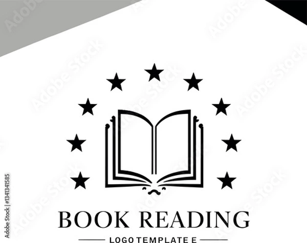 Fototapeta Illustrative Logo of Book with Feather Symbolizing Knowledge and Elegance