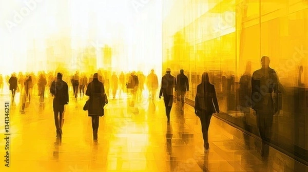 Fototapeta abstract representations of public spaces in yellow.